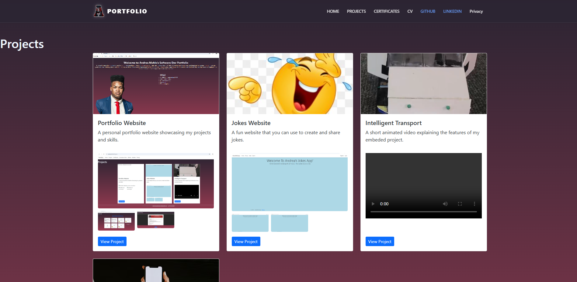 Portfolio site – projects