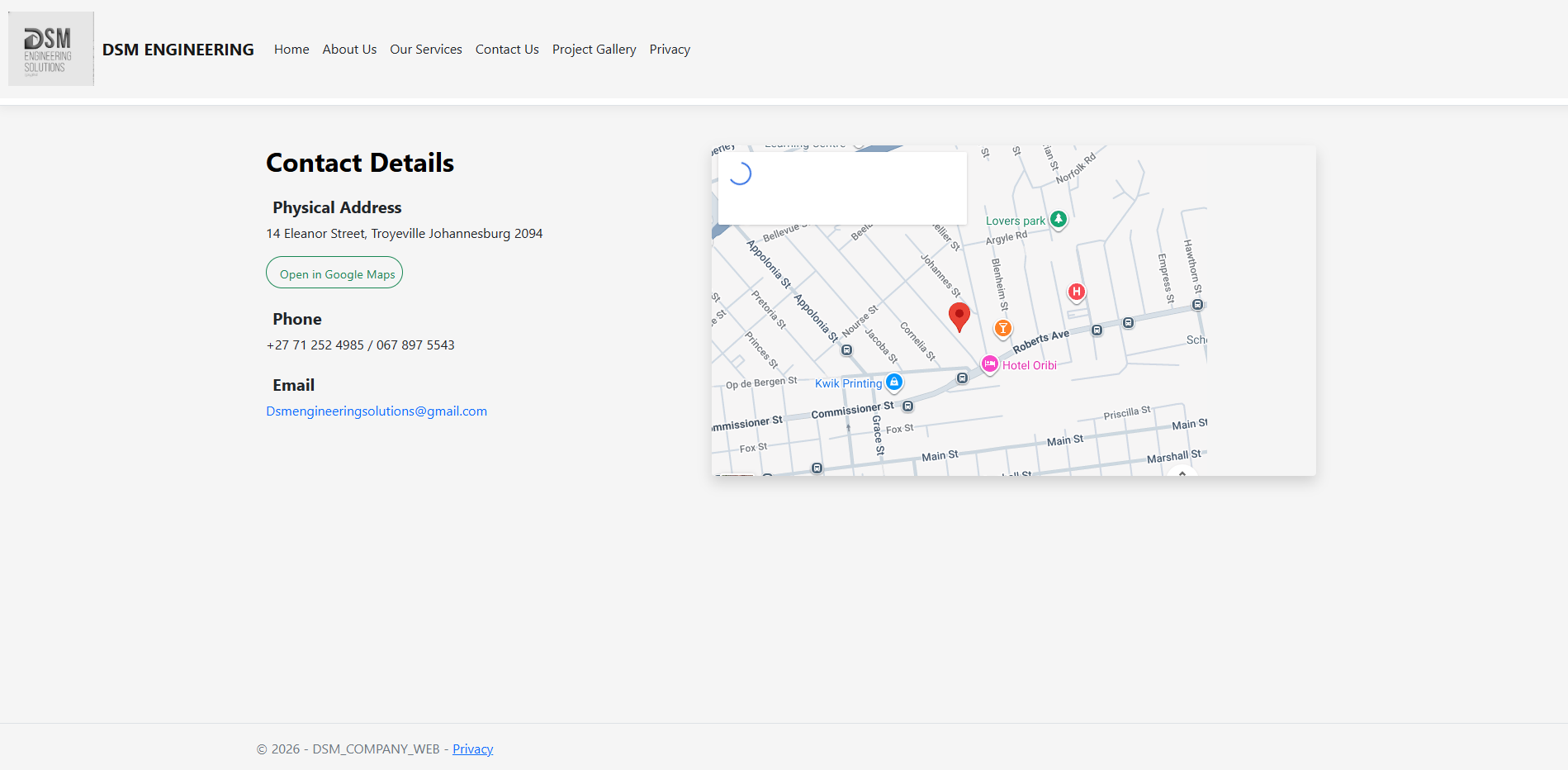 Construction company website – projects