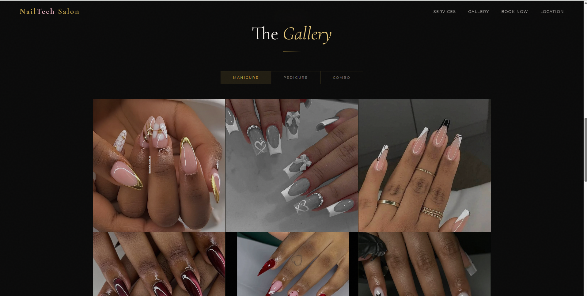 Nail Tech Salon website – homepage