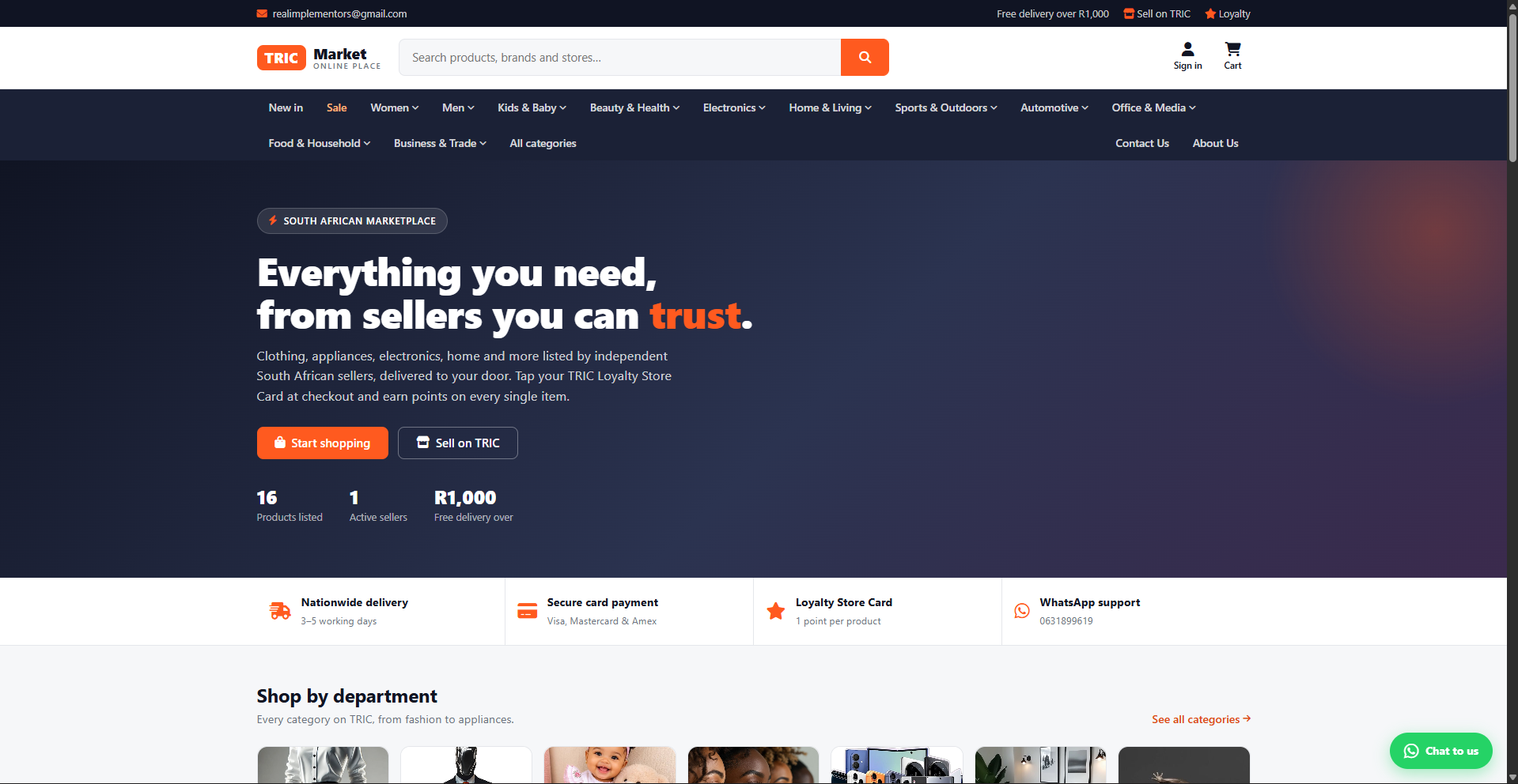 TRIC Market marketplace homepage